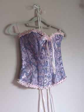 Lavender and Pink Brocade Corset Top